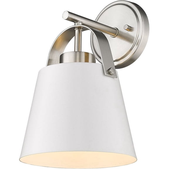 Z-Lite 1 Light Wall Sconce in Modern Style-12.75 inches Tall and 8 inches Wide-Matte White/Brushed Nickel Finish