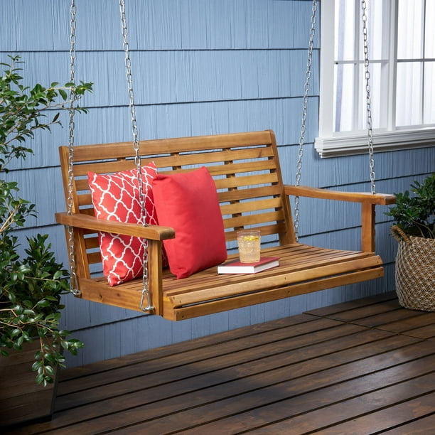 Viola Outdoor Aacia Wood Porch Swing, Teak - Walmart.com ...