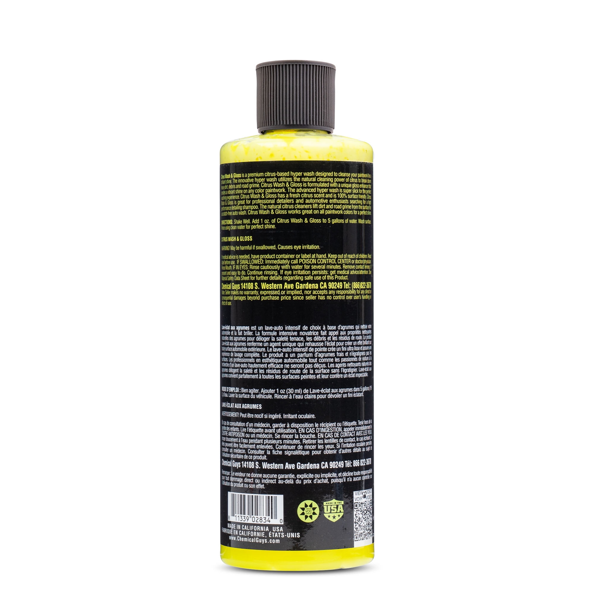 Shampooing auto concentré Chemical GuysAgent de lavage et lustrage aux agrumes Agent de lavage et lustrage