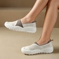 thumbnail image 2 of Women’s Color Block Breathable Knit Slip On Walking Sneakers, Lightweight Stretch Mesh Loafers, Non-Slip Textured Sole Casual Shoes A-Khaki 7(37), 2 of 6