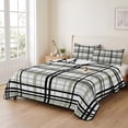 thumbnail image 2 of Twin Quilt Set 68''x86'', Sage Green Black Plaid Lightweight Summer Bedspread Coverlet Set with 2 Pillow Shams, Farmhouse Green Black Checkered Breathable All Season Quilt Bedding for Dorm/Bedroom, 2 of 9