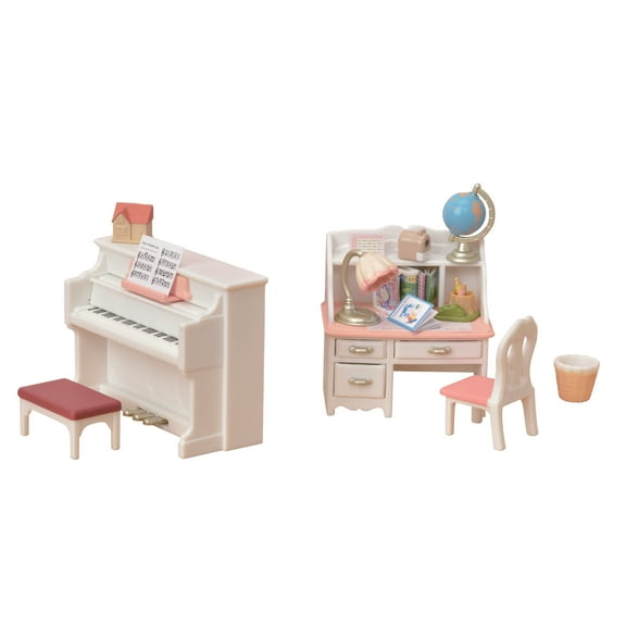 Calico Critters Piano and Desk Set, Dollhouse Furniture and Accessories.