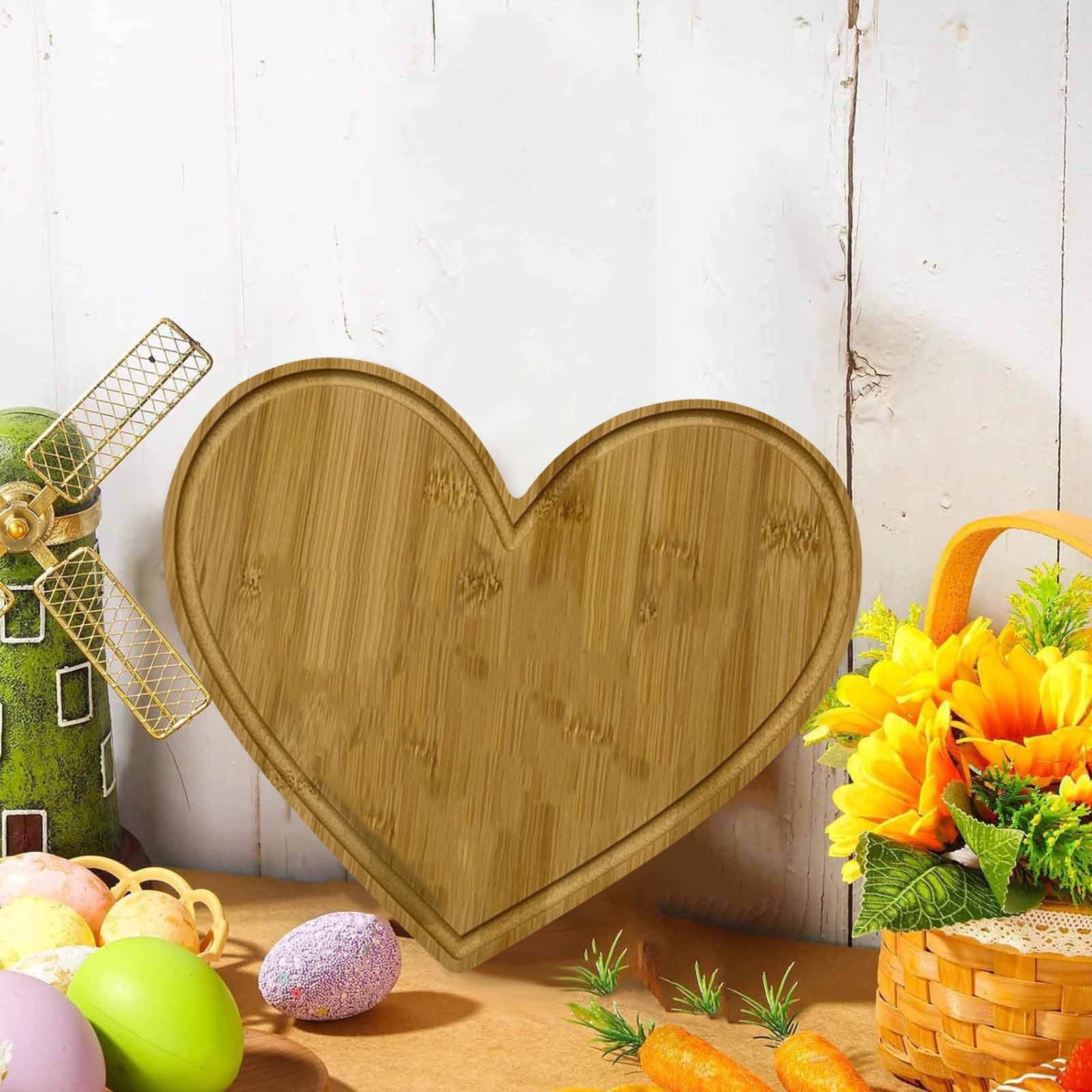 Home Decor Heart Shaped Cutting Board Wood Breadboard Cheese Platter Cooked Food Board For Meat Cheese And Vegetables Valentine'S Day
