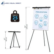 Audio-Visual Direct Lightweight Aluminum Flip Chart Presentation Easel, 70 inches Tall, Black