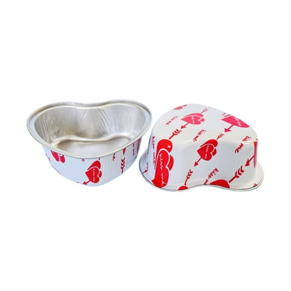 Set Of 10 Heart Shaped Aluminum Foil Cake Pans Disposable Heart Spoons and Love Cupcake Toppers for Valentines Day Mothers Day Wedding Anniversary Romantic Baking Party Supplies