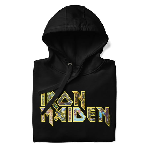 Iron Maiden - Logo Eddie Classic Unisex Hoodie - Black - Small