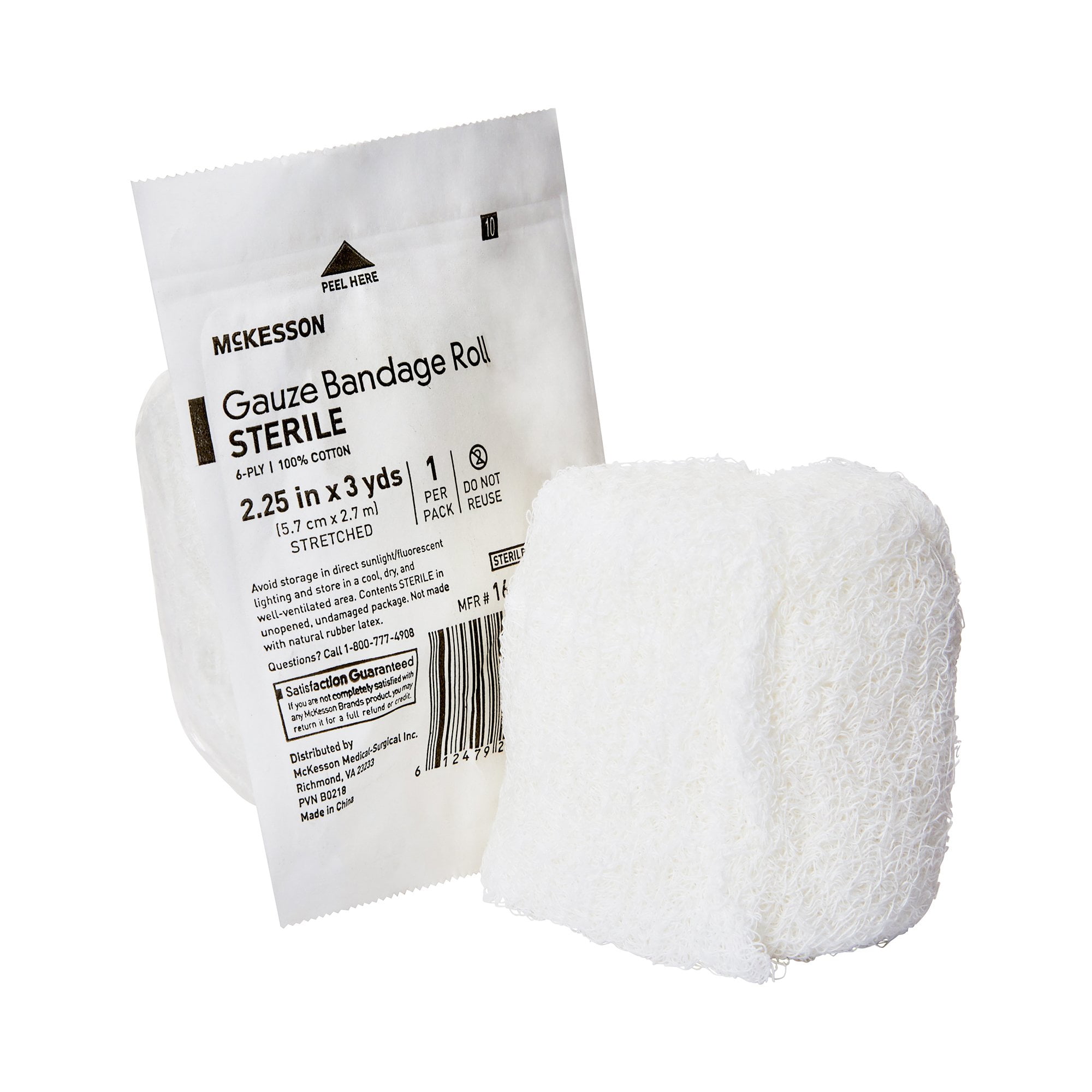 Fluff Bandage Roll McKesson Gauze 6-Ply 2-1/4'x3 Yd Roll Shape Sterile (1 Roll)