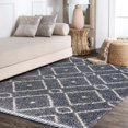 thumbnail image 6 of JONATHAN Y MERCER SHAG Mercer Shag Plush Tassel Moroccan Diamond Denim Blue/Cream 3 ft. x 5 ft. Area Rug (MCR105A-3), 6 of 9
