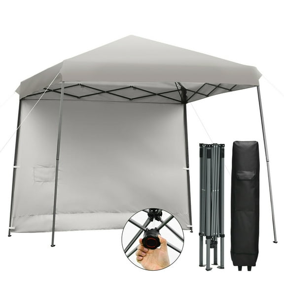 Gymax 10ft X 10ft Pop Up Tent Slant Leg Canopy W/ Roll-up Side Wall Grey