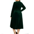 thumbnail image 4 of ClodeEU Womens Plus Size V Neck Formal Long Sleeve Velvet Midi Dresses,Fall Elegant Flowy Party Dresses Green,Womens Plus XXXXL, 4 of 6