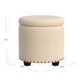 thumbnail image 5 of Otomana Benzara Zoya redonda de 19 pulgadas con parte superior elevable, beige y negro, 5 of 5