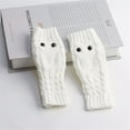 thumbnail image 4 of AWZXDE Unisex Winter Knitted Gloves with Owl Ribbed Pattern, Cute Lace Thermal Cozy Gloves for Men and Women White, 4 of 4