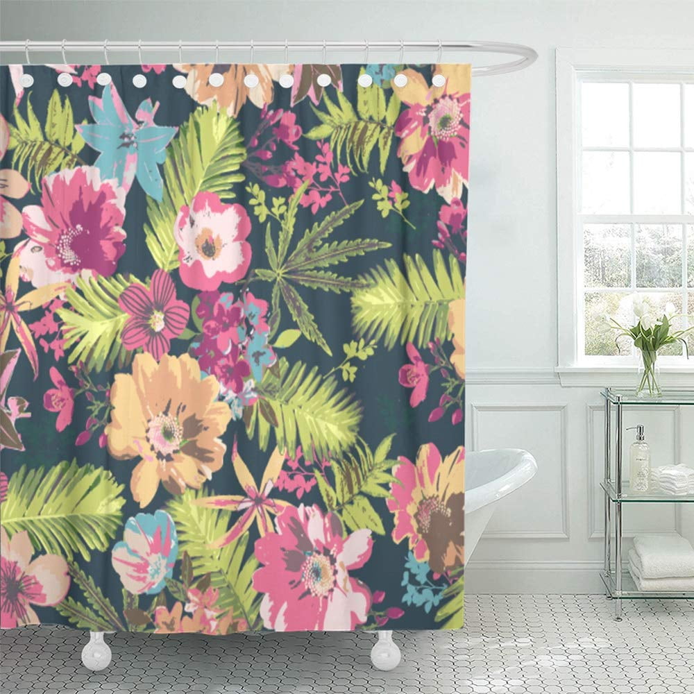 Home Furniture Diy Hawaiian Tropical Fabric Shower Curtain
