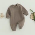 thumbnail image 2 of Okbabeha Newborn Baby Boy Fall Winter Onesie 0 3 6 9 12 18Months Warm Fleece Long Sleeve Bubble Romper Jumpsuit Outfits, 2 of 7