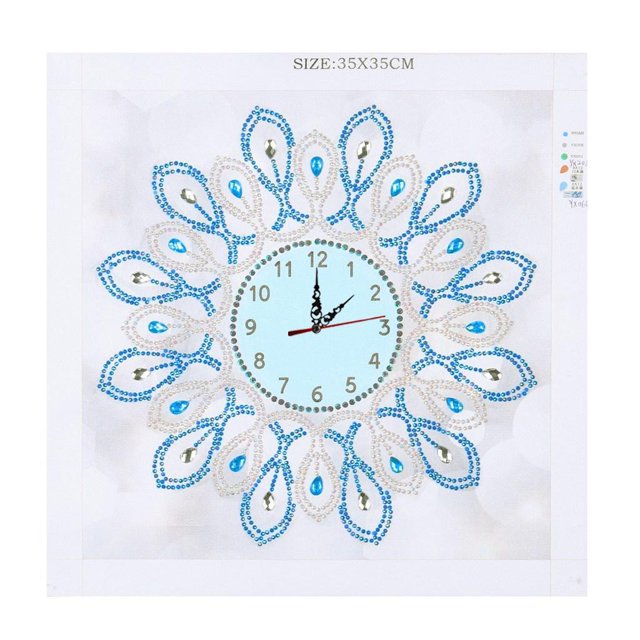 Arte de Pintura en Forma de Reloj Novedoso para DIY, 13.78 x 13.78 Pulgadas Flor 3 Zulema Kits de pintura de reloj de diamante