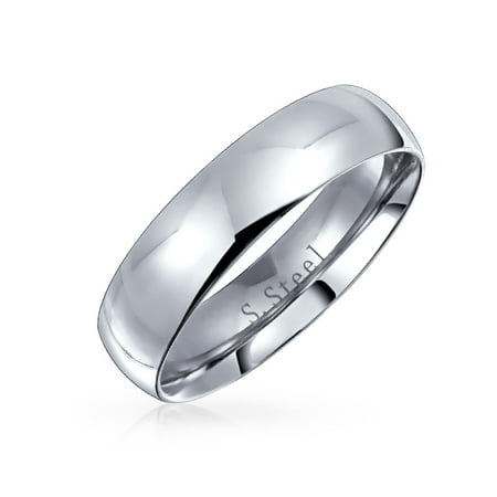 Plain Simple Dome Couples Ring Wedding Band For Women For Men Polished Silver Tone Stainless Steel