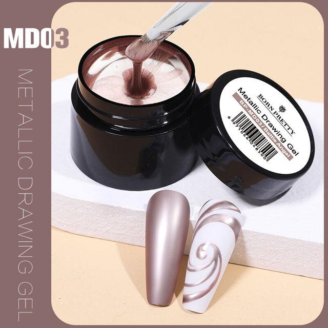 NACIDO PRETTY 5ml Pintura metálica Gel Polaco Espumoso Soak Off Gel Esmalte de uñas Oro Plata Dibujo Espejo Brillo Nai Gel Tan Jianjun unisex