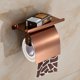 thumbnail image 1 of Soporte para papel higiénico de pared, de acero inoxidable, con estante para teléfono, para baño y cocina, color oro rosa., 1 of 2
