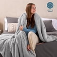 thumbnail image 4 of Bare Home Faux Shearling Blanket - Dual Layer - Fluffy & Soft - Lightweight - Throw/Travel, Light Gray, 4 of 7
