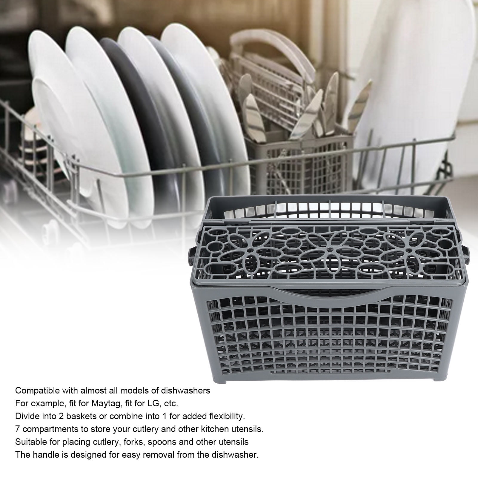Dishwasher Silverware Basket Utensil Cutlery Holder Forks Storage Replacement Dishwasher Utensil Rack Basket for LG Kitchen Utensils ABS Material 23.1x13.1x13.4cm