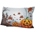 thumbnail image 6 of Halloween Creepy Forest with Pumpkin Velvet Oblong Lumbar Plush Throw Pillow Cover/Shams Cushion Case - 20x30in - Decorative Invisible Zipper Design for Couch Sofa Pillowcase Only, 6 of 7