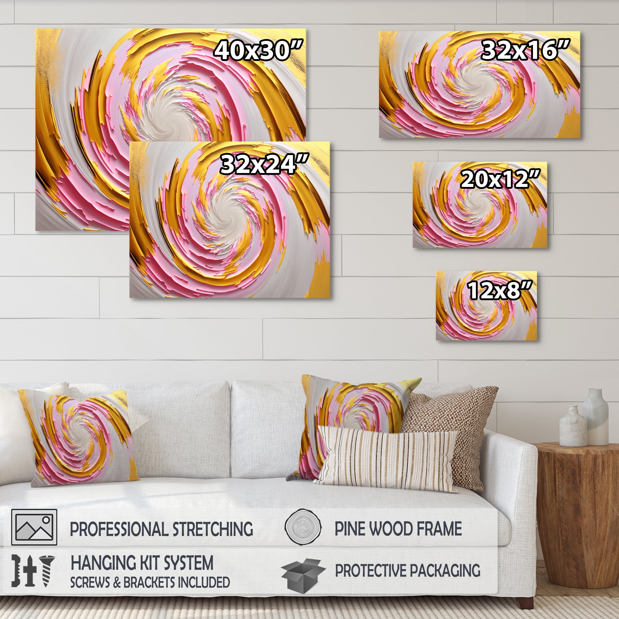 Designart Pink Watercolor Circular Abstract I Canvas Wall Art