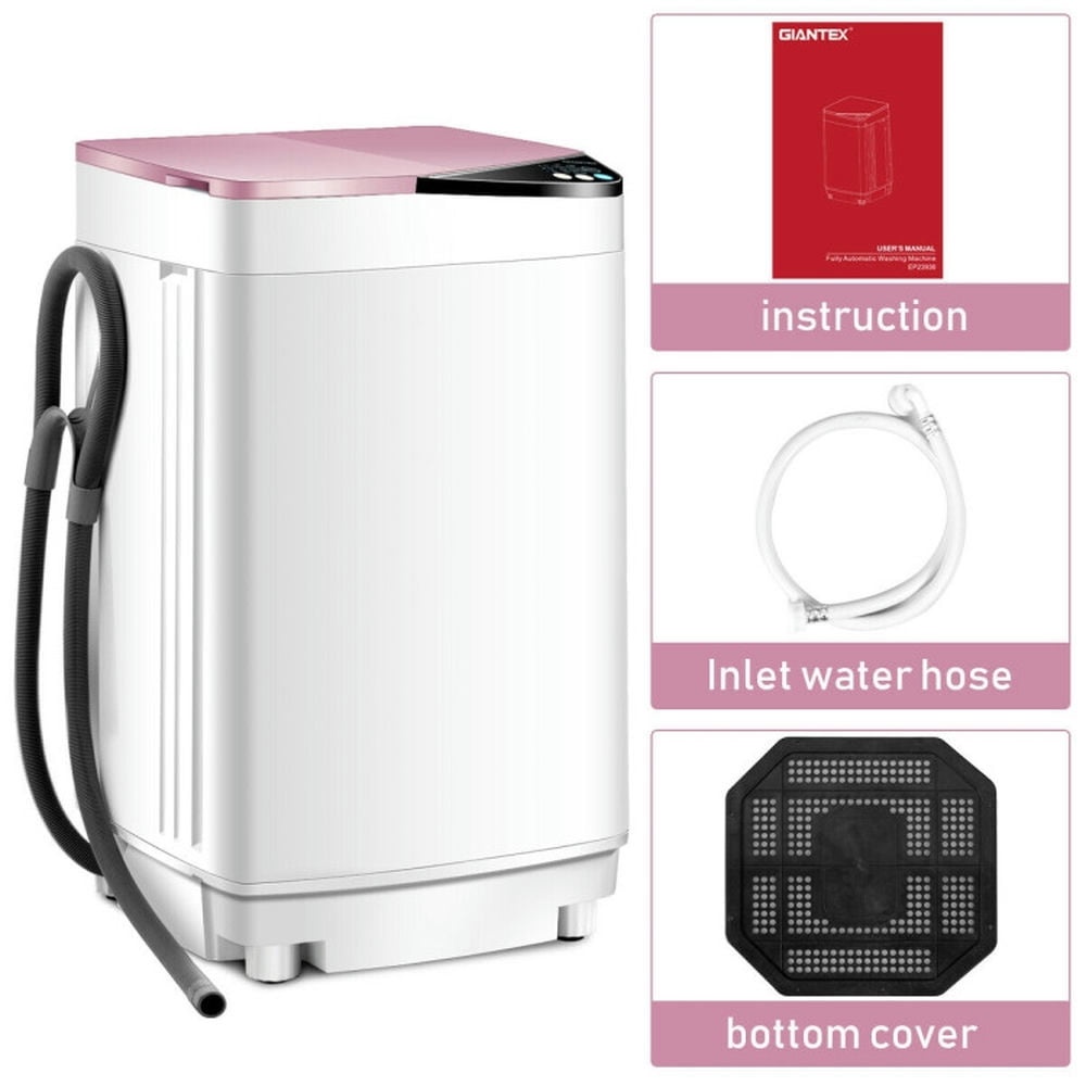 Topcobe Full-automatic Washing Machine 7.7 lbs Washer / Spinner Germicidal, Space Saving Compact Washer for Home and Apartment-Pink