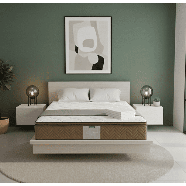 Colchón Matrimonial Hipoalergénico + Juego de Sábana + 2 Almohadas Paquete de Blancos Set