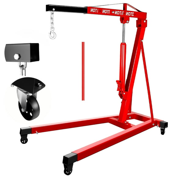 Hydraulic Engine Crane, 2T Load Carbon Steel Frame, Braked Wheels, Engine Hoist, Heavy Duty Engine Lifter, Factory Equipment, Marine Service