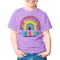 thumbnail image 4 of MIXUE Toddler Girls Tops & T-Shirts Kids Cartoon Letter Print Round Neck Short Sleeve Casual Child Pullover T Shirts Activewear,Purple,3-4 Years, 4 of 4
