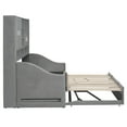 thumbnail image 6 of Twin Size Upholstered Daybed with LED Armrest Lights, Storage Shelves & Cabinets, Pull-Out Lift-Up Twin Trundle(Gray), 6 of 8