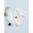 thumbnail image 3 of Bagilaanoe Newborn Baby Boy Girl Romper Tops Casual Long Sleeve Bear Embroidery Bodysuit 6M 12M 18M 24M Front Pocket One-Piece Pullover, 3 of 8