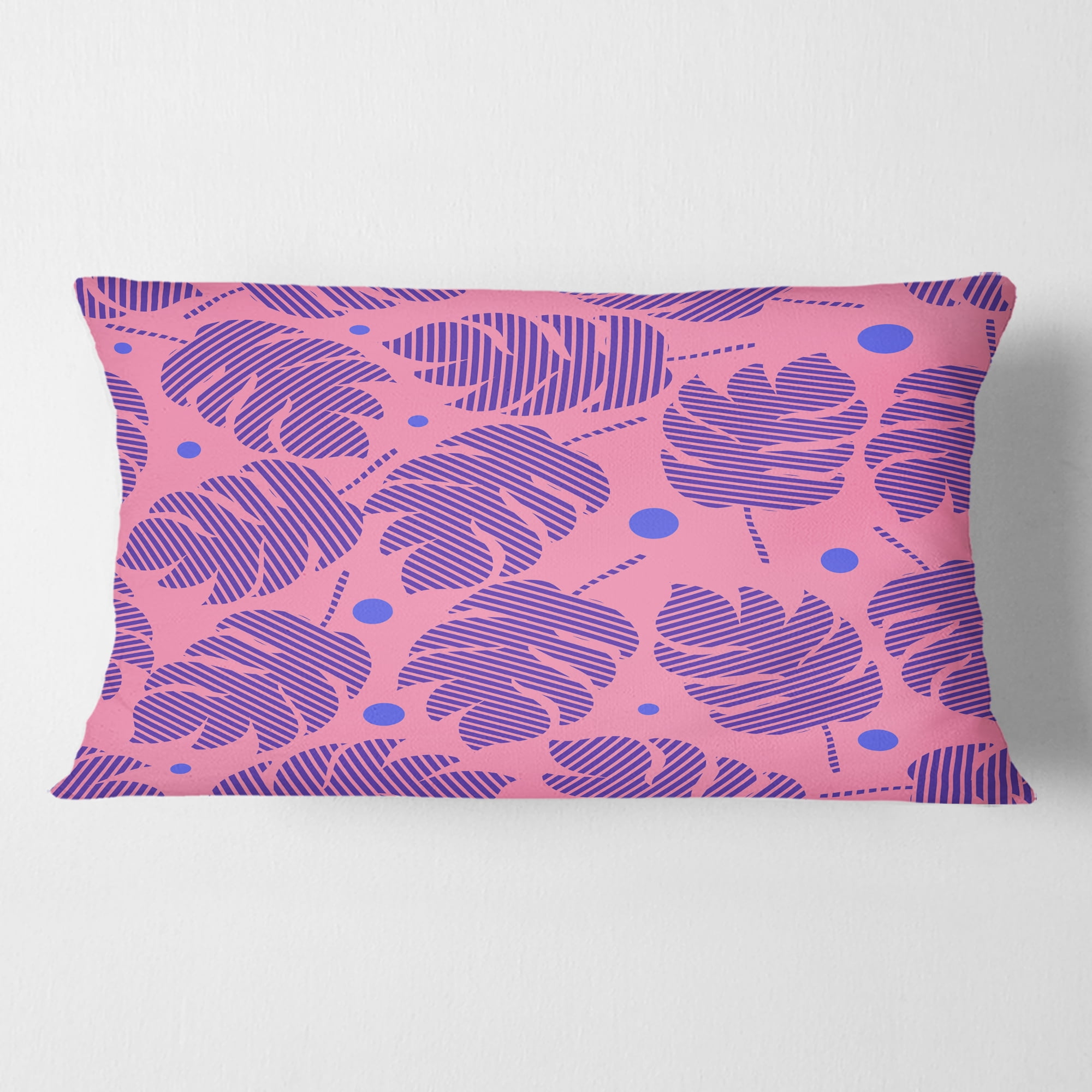 Designart Tropical Palm Leaves IV' Mid-Century Modern Throw Pillow - 12x20