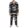 thumbnail image 3 of Yiaed Black White Hat Skull Print Men’s Pajamas Set - Long Sleeve Button Down Sleep Shirt and Pajama Bottoms Sleepwear Set Mens Pjs Sets Men's Pajama Bottoms-Large, 3 of 7