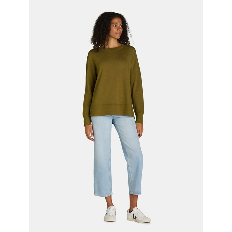 Time and Tru Women s Crewneck Sweatshirt with High Low Hem Sizes XS 4X Walmart