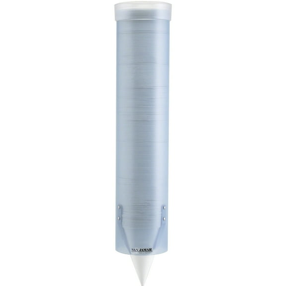 San Jamar Pull Type Water Cup Dispenser, Frosted Blue, Transparent