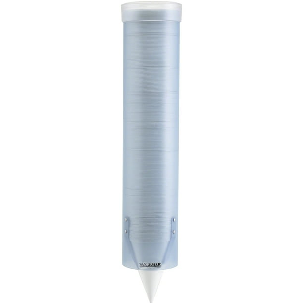 San Jamar Pull Type Water Cup Dispenser, Frosted Blue, Transparent