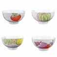 Japanese Porcelain Ceramic Bowls - Hand-Painted Vegetable Design, Set Of 4, Multi-Use