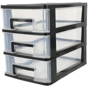 Mizh Portable Three-Layer Plastic Drawer Storage Cabinet, Multifunctional Closet Organizer Rack with Black and Transparent Design