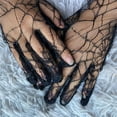 thumbnail image 2 of Black Web Pattern Gloves Fashion Thin Long Lace Gloves Anti UV Mesh Driving Sunscreen Gloves Dance Lace Floral Gloves Sheer Mesh Tulle Gloves Elbow Length Wedding Evening Opera Party Costume Gloves, 2 of 7
