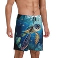 thumbnail image 2 of Bixox Men's Watercolor Turtle4 printed lightweight casual shorts, soft sleep shorts with pockets., 2 of 7