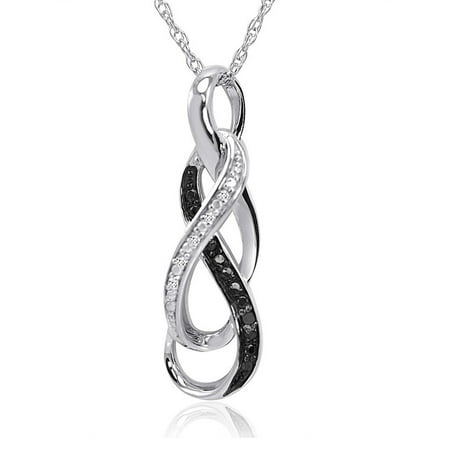 Black Diamond Infinity Pendant - Amanda Rose Black and White Diamond Infinity Pendant in Sterling Silver