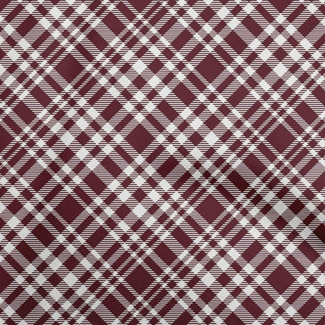 oneOone Velvet Chocolate Brown Fabric Check Sewing Material Print Fabric By The Yard 58 Inch Wide