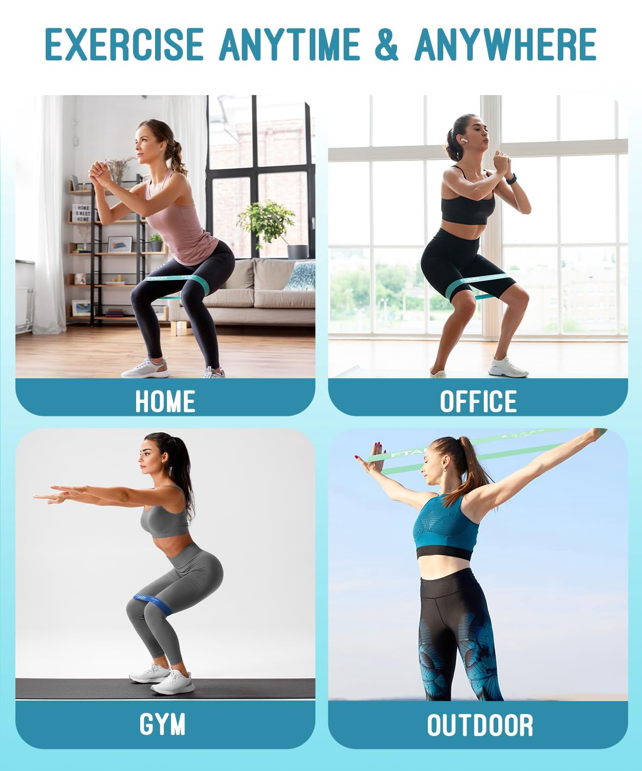 Resistance Bands for Working Out, Exercise Bands with 5 Resistance Levels, Natural Latex Resistance Bands Designed for Home Fitness, Strength Training and Flexibility Exercises
