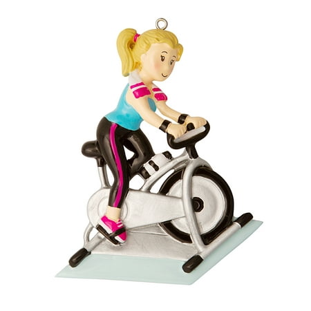 Spinning Class Woman Personalized Christmas Tree Ornament