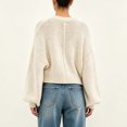 thumbnail image 6 of Edvintorg Pullover Sweaters for Women Solid Color Crew Neck Cropped Sweater Long Sleeve Loose Pullover Top Clothes Women Beige M, 6 of 6