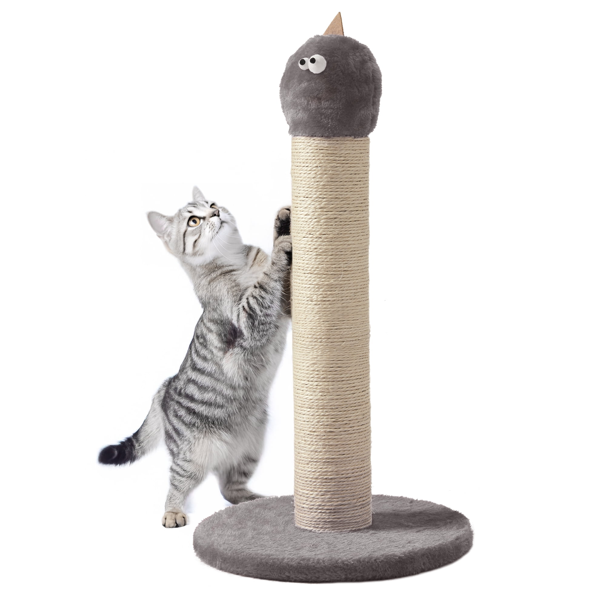 HEYNEMO 22" Cat Scratching Post, Sisal Cat Scratcher with Interactive Hanging Toy, Monster Scratch Pole for Indoor Cats, Cute Cat Scratch Post for Kittens & Large Cats, Blue