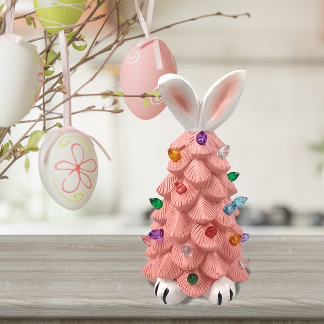 EGNMCR Bunny Tree Easter Decorations For Indoor Spring Home Bedroom Office Decor,Tabletop Bunny Rabbit Tree Home Decor, Gift
