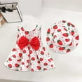 thumbnail image 4 of Robe pour Bébé Fille, 0-3 Ans Robe d'Été Imprimée Fraise Sans Manches Ensemble Débardeur et Chapeau, 4 of 5