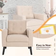 thumbnail image 4 of Topbuy Modern Armrest Accent Single Sofa Upholstered Living Room Chair with 2 Side Pockets Beige, 4 of 10